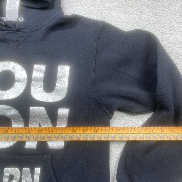 Russell Athletic Hoodie Mens Small Black You Gon Learn Today Streetwear Pullover - Picture 7 of 11